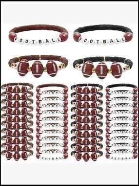 40 Pcs Sports Charm Bracelets Soccer Softball Basketball Football Party Favors